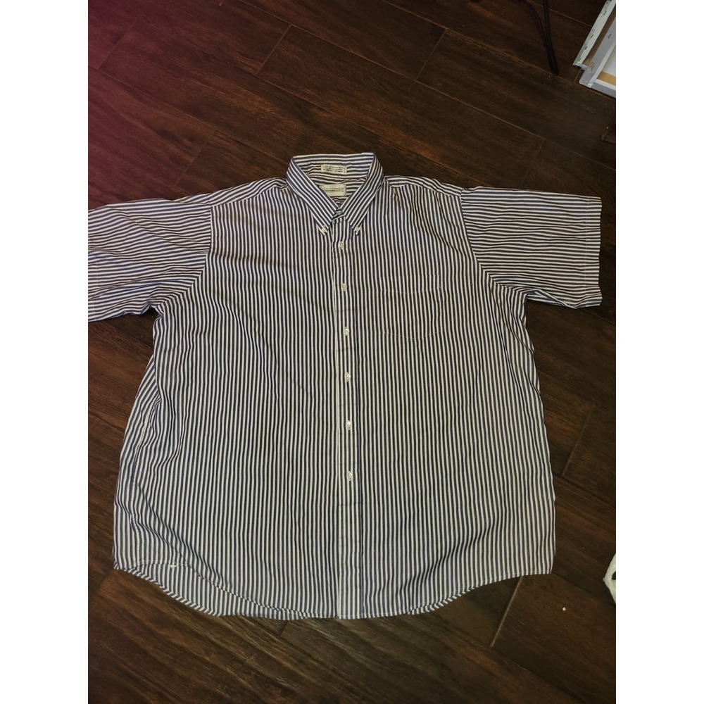 Alexander Lloyd Mens Big Man Blue White Striped Short Sleeve ButtonDownShirt 912